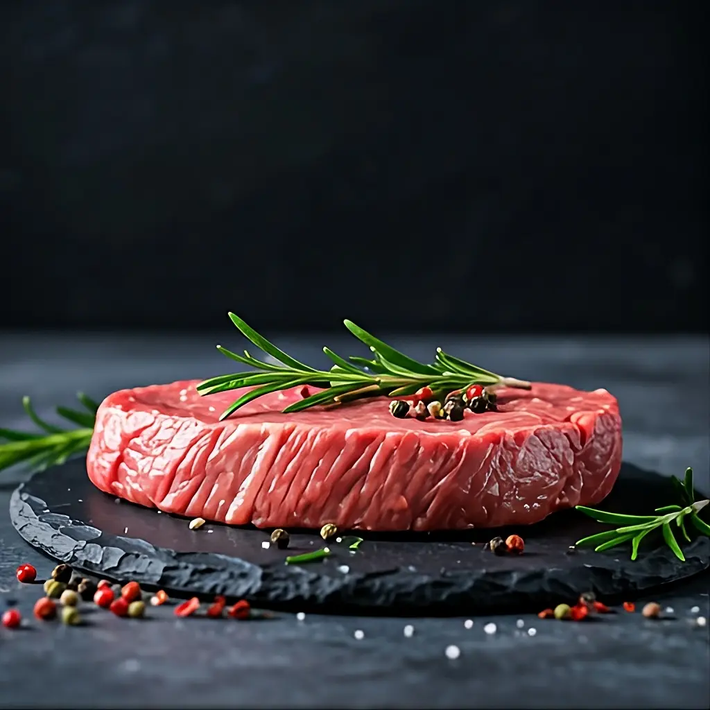 Photo of chef's steak plating in kitchen